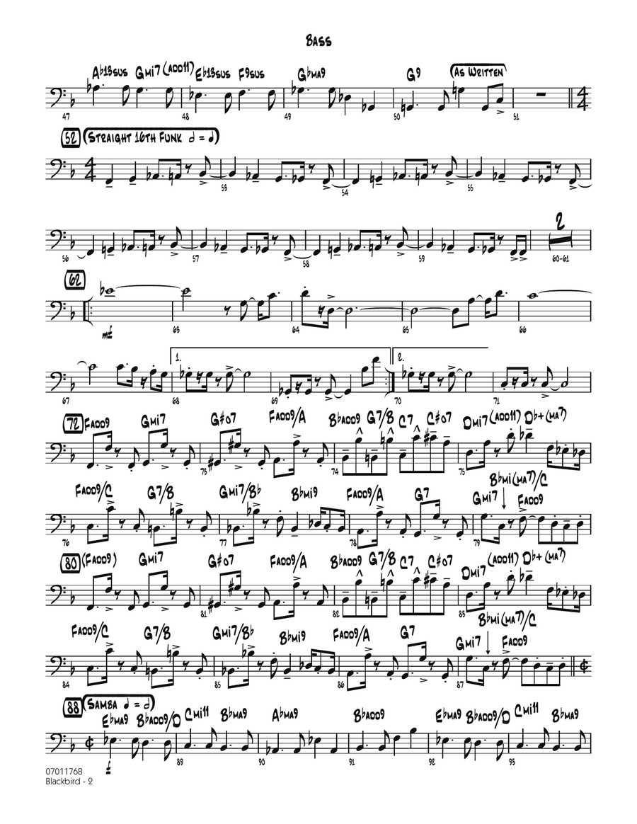 Blackbird - Bass Blackbird - Bass Jazz Ensemble scores gallery preview page 2