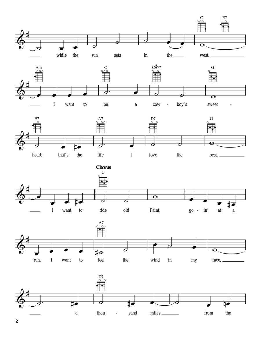 I Want To Be A Cowboy's Sweetheart Ukulele scores gallery preview page 2
