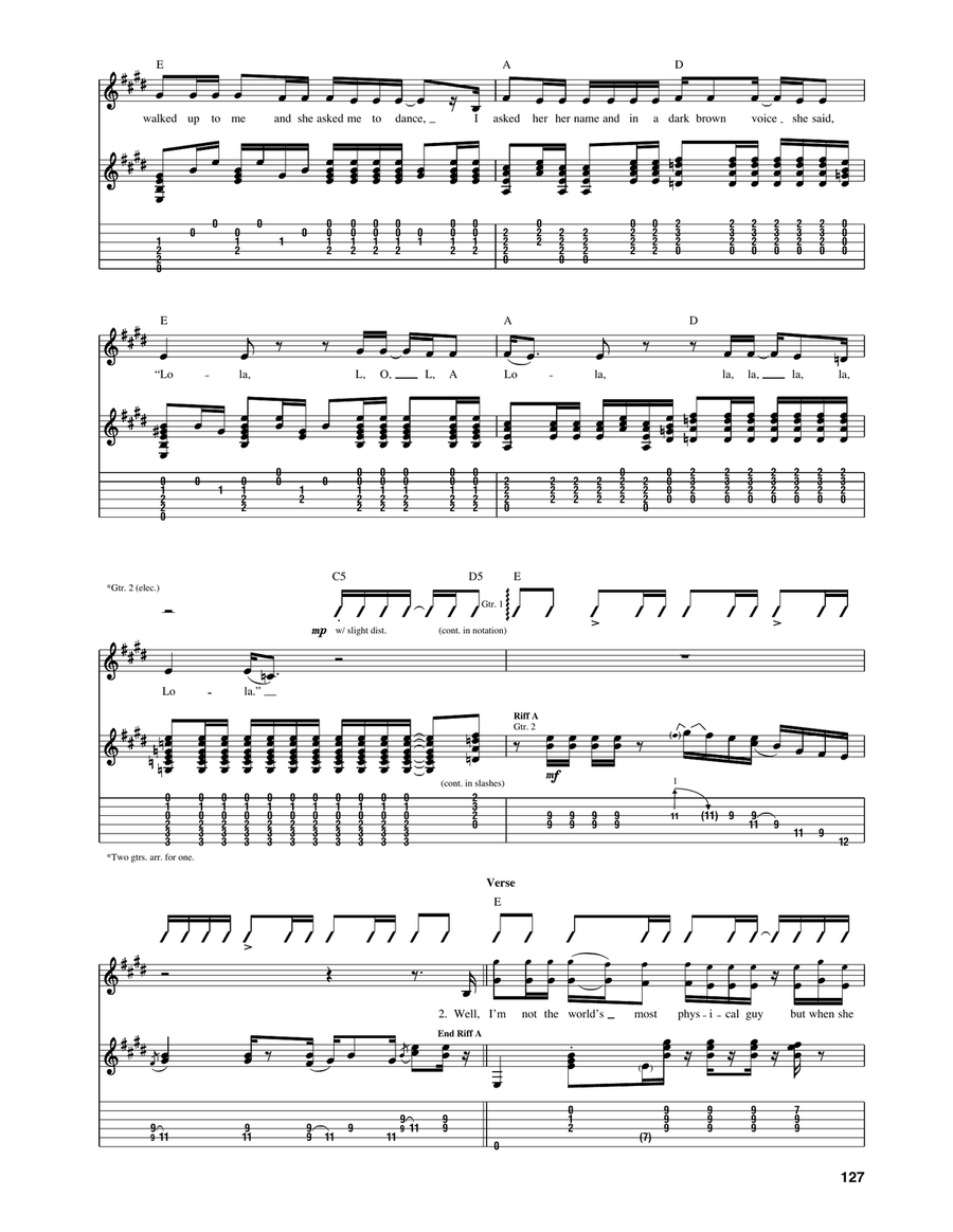 Lola Lola Acoustic Guitar scores gallery preview page 2