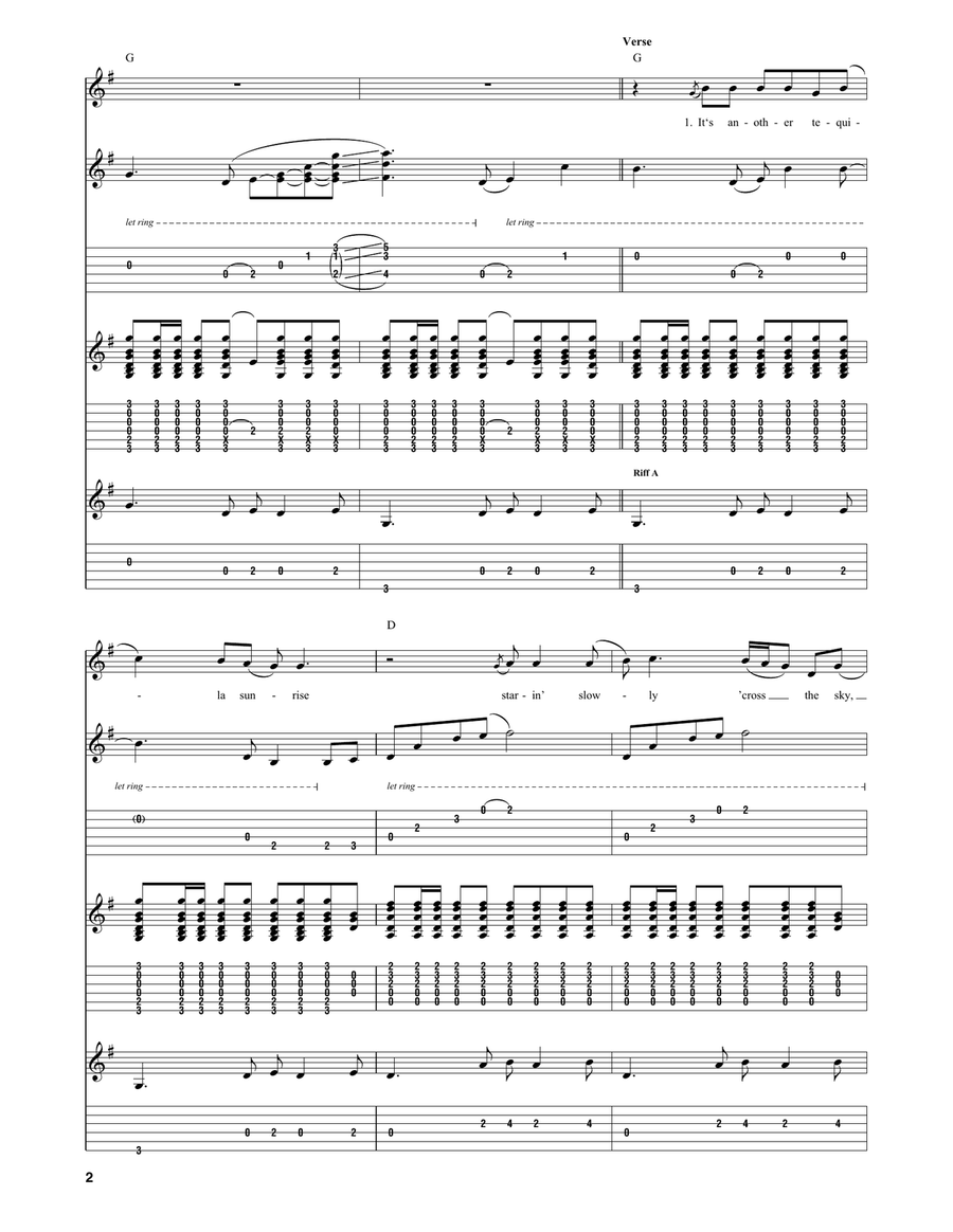 Tequila Sunrise Tequila Sunrise Acoustic Guitar scores gallery preview page 2