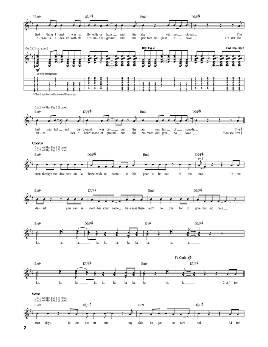 A Horse With No Name Acoustic Guitar scores gallery preview page 2