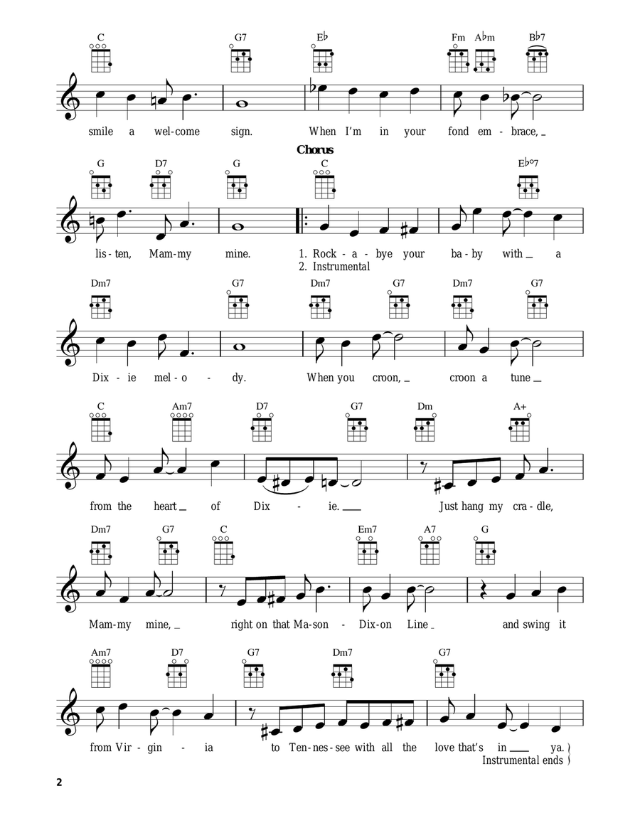 Rock-A-Bye Your Baby With A Dixie Melody Ukulele scores gallery preview page 2