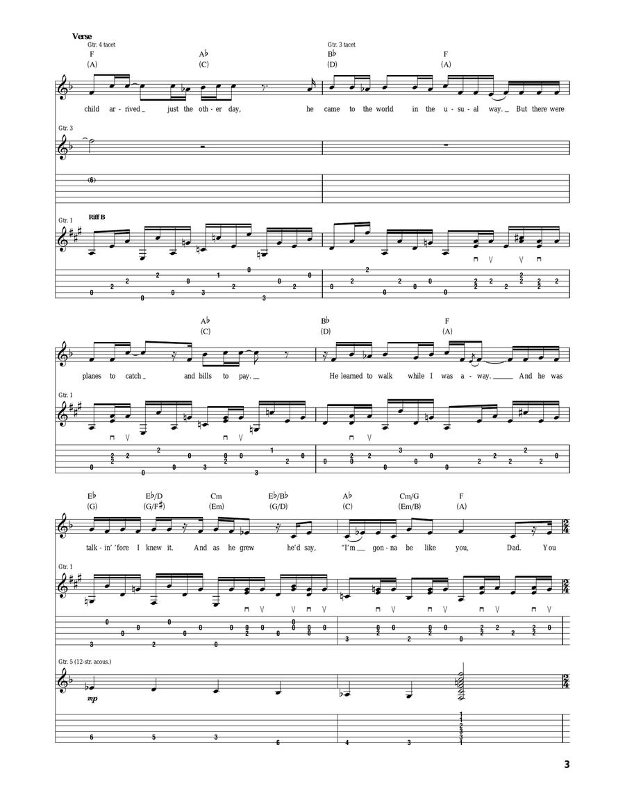 Cat's In The Cradle Cat's In The Cradle Acoustic Guitar scores gallery preview page 3