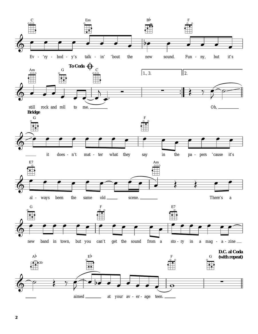 It's Still Rock And Roll To Me Ukulele scores gallery preview page 2