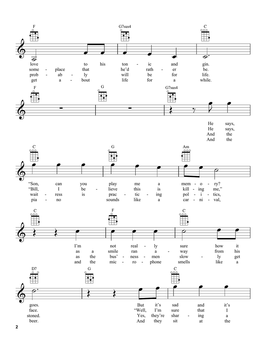 Piano Man Piano Man Ukulele scores gallery preview page 2