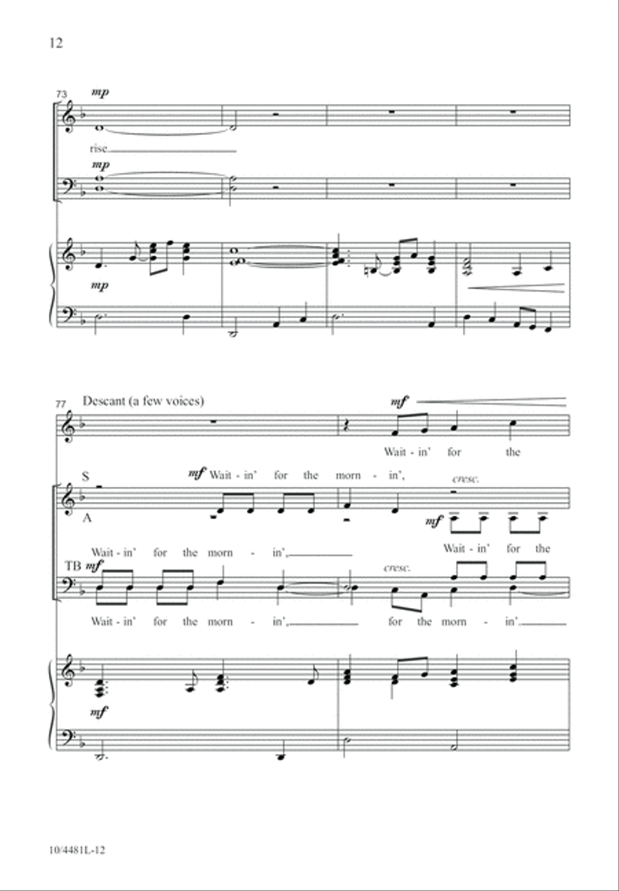 Waitin’ for the Mornin’ Waitin’ for the Mornin’ 4-Part scores gallery preview page 13