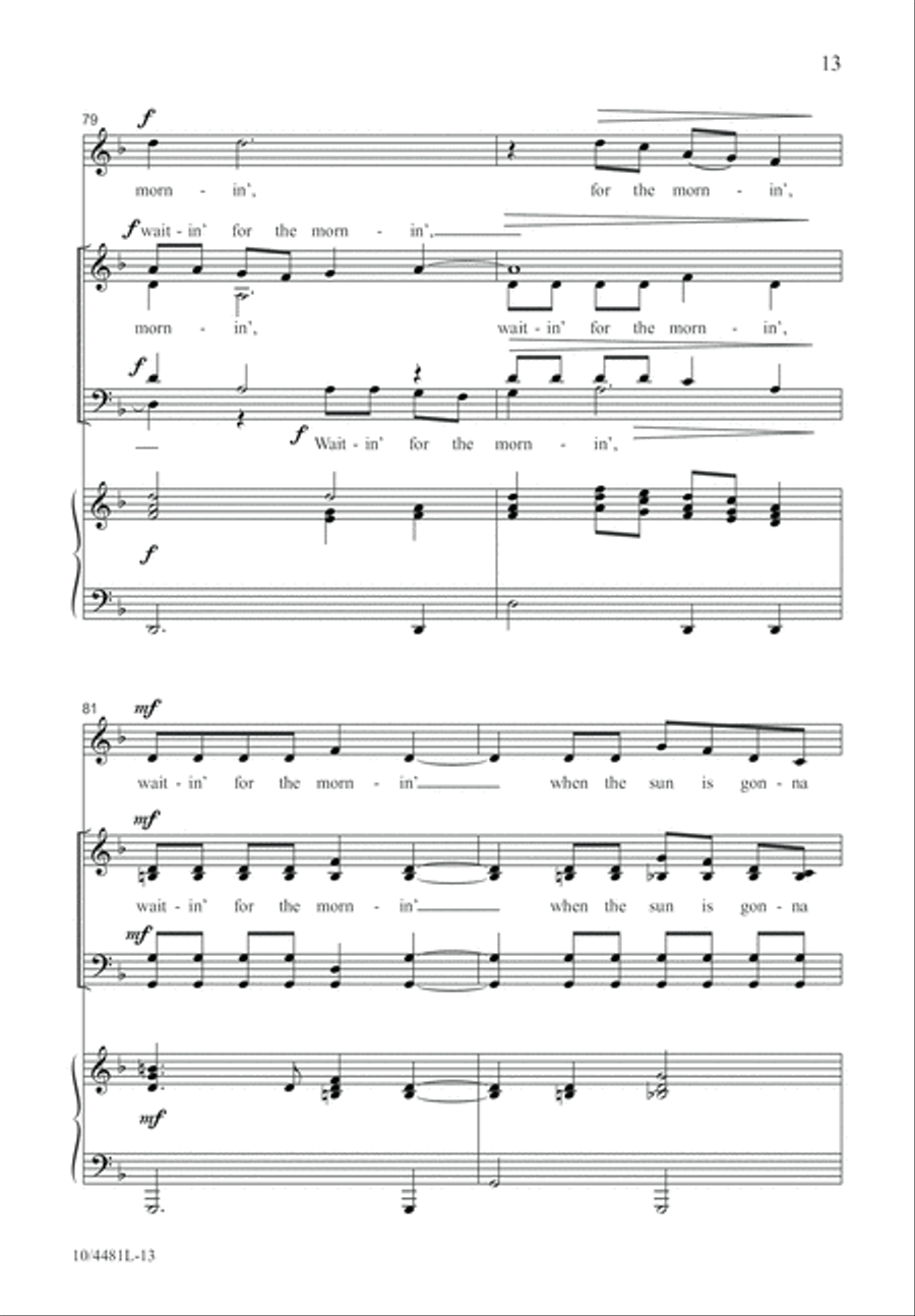 Waitin’ for the Mornin’ Waitin’ for the Mornin’ 4-Part scores gallery preview page 14