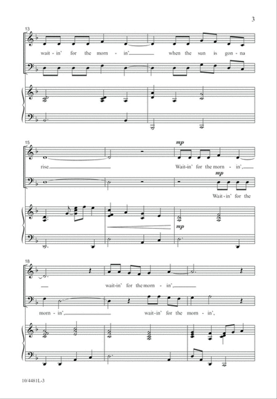 Waitin’ for the Mornin’ Waitin’ for the Mornin’ 4-Part scores gallery preview page 4
