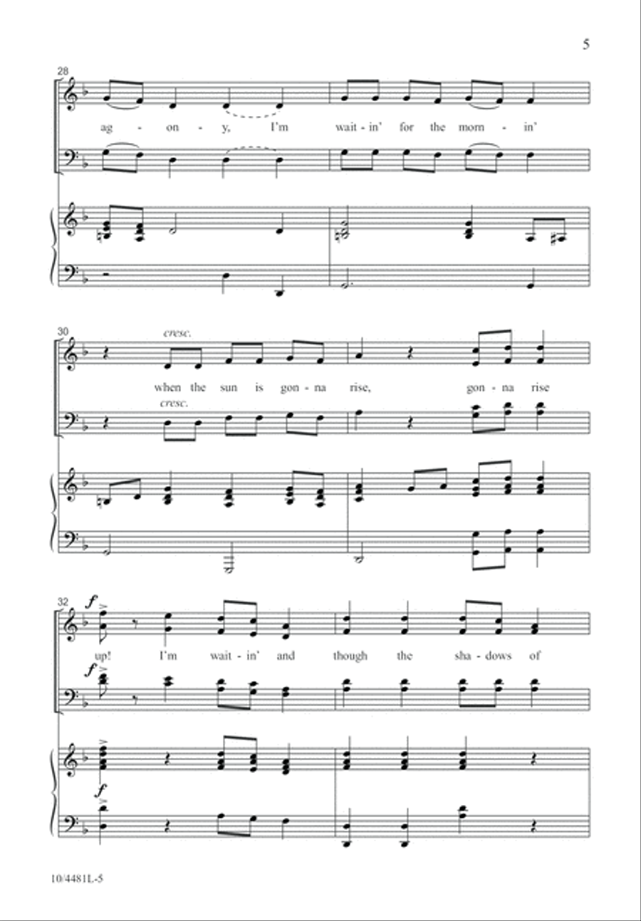 Waitin’ for the Mornin’ Waitin’ for the Mornin’ 4-Part scores gallery preview page 6