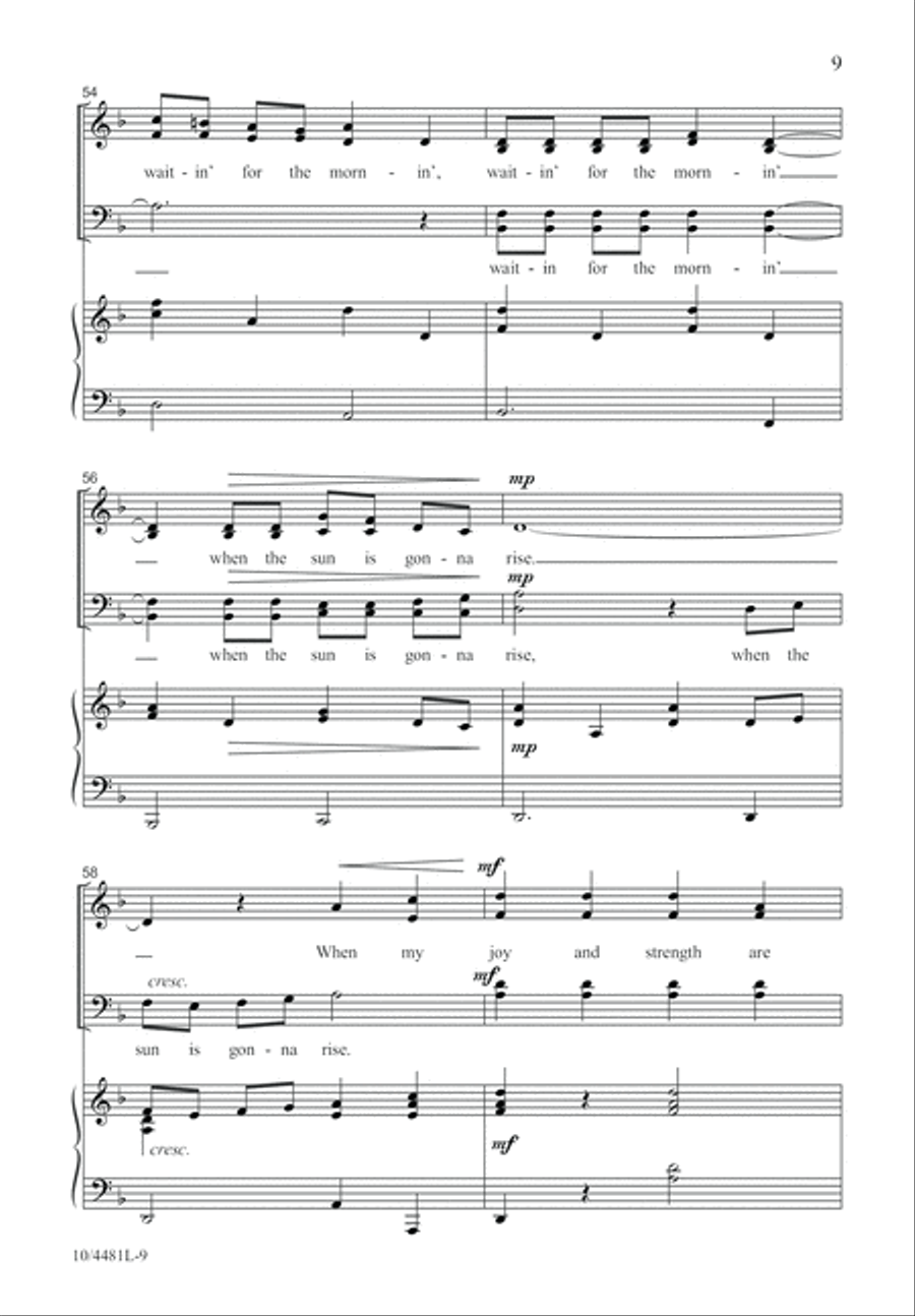 Waitin’ for the Mornin’ Waitin’ for the Mornin’ 4-Part scores gallery preview page 10