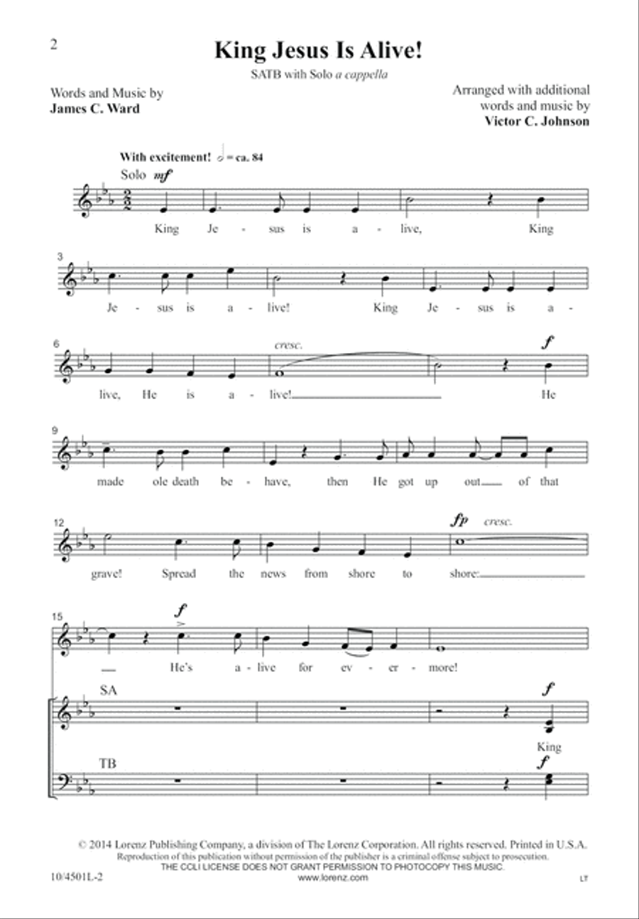 King Jesus Is Alive! by Victor C Johnson 4-Part - Sheet Music page 3