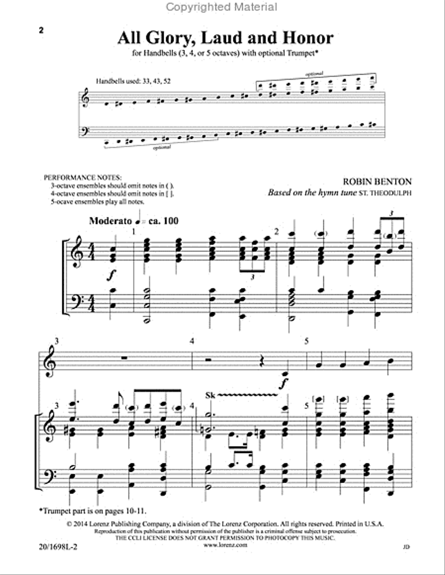 All Glory, Laud and Honor 5-Octaves scores gallery preview page 2