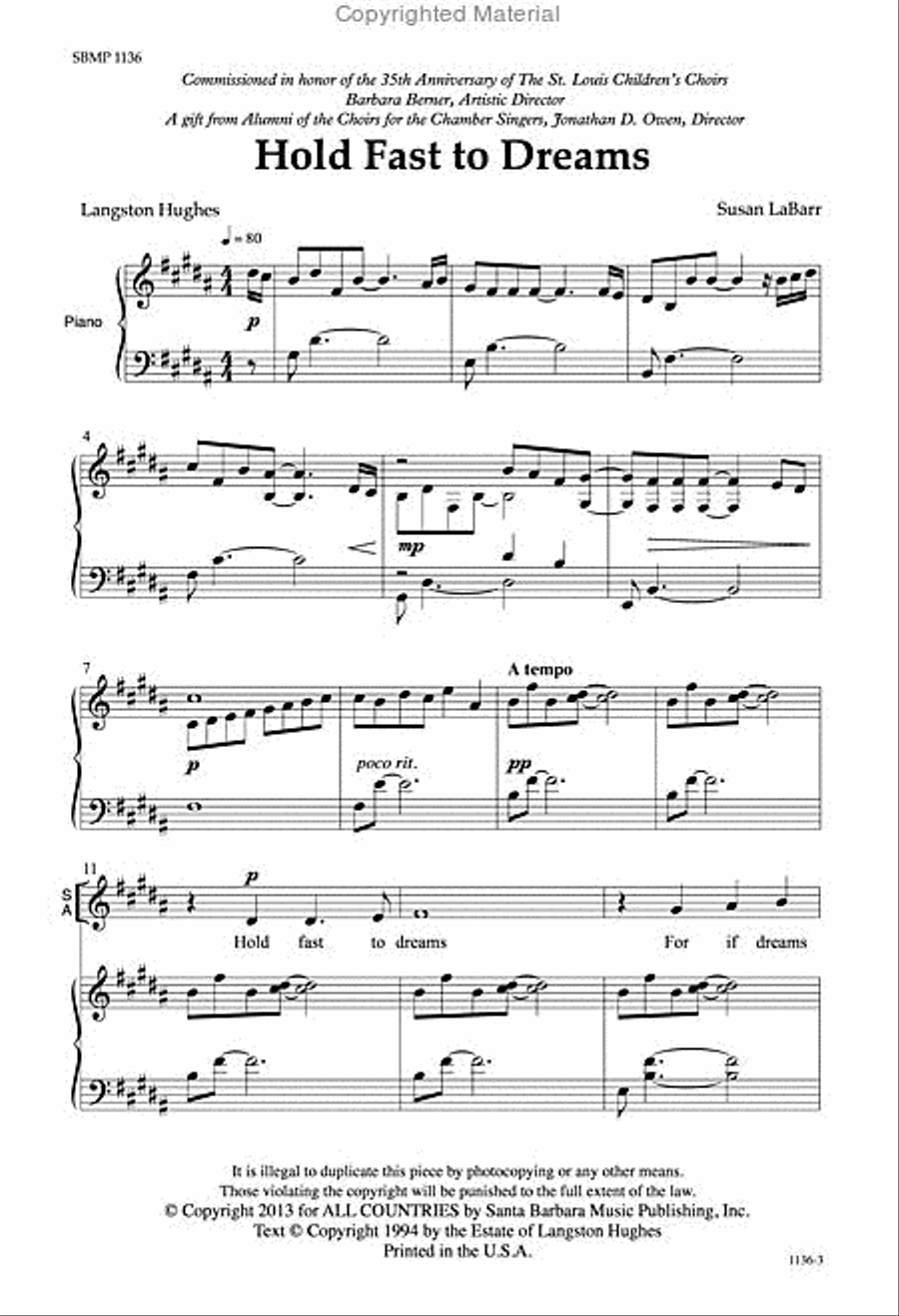Hold Fast to Dreams - SATB Octavo 4-Part scores gallery preview page 2