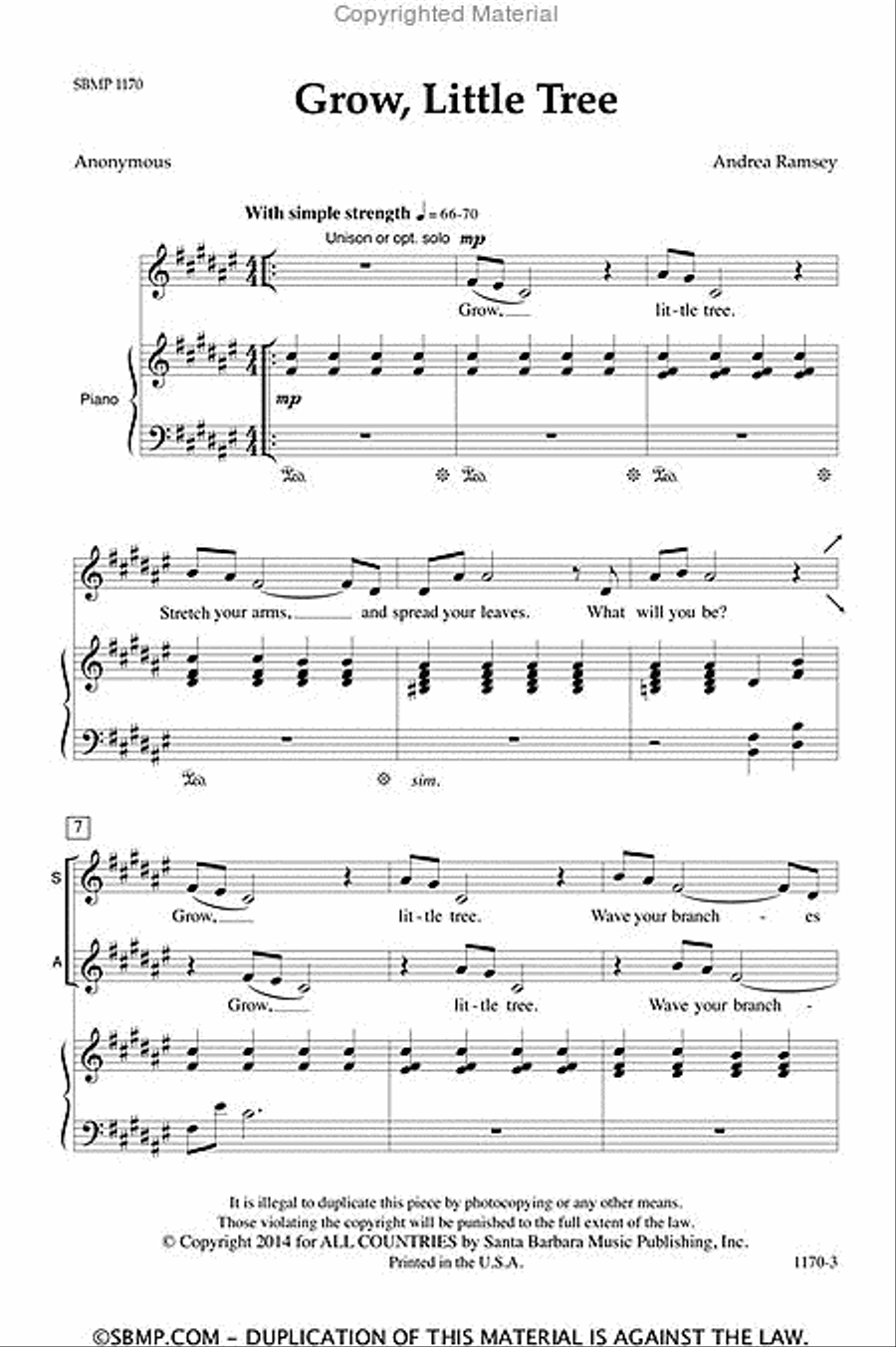 Grow, Little Tree - SA Octavo SA scores gallery preview page 2