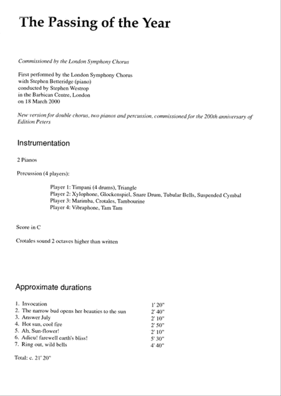 The Passing of the Year (Full Score) 4-Part scores gallery preview page 3