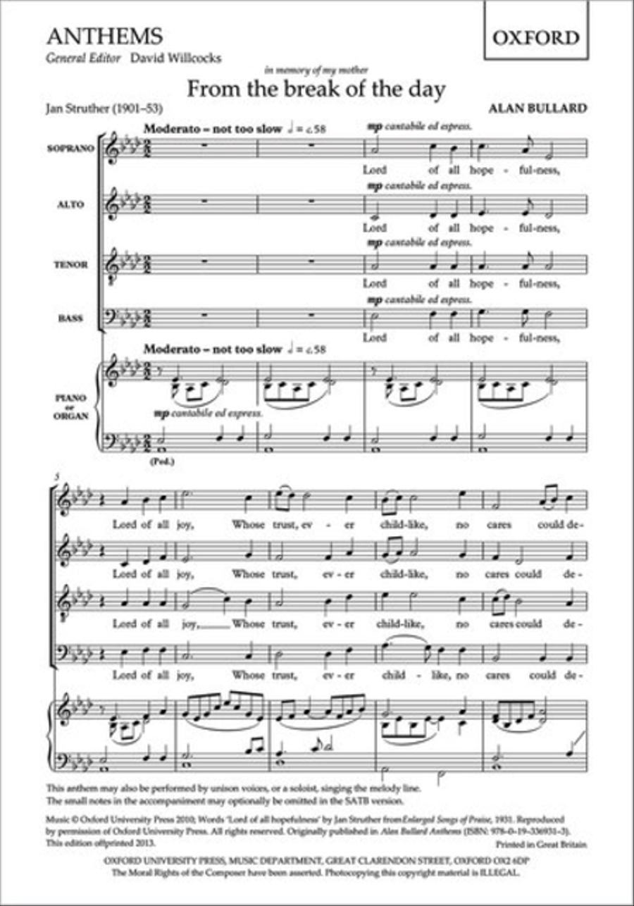 From the break of the day Choir scores gallery preview page 1