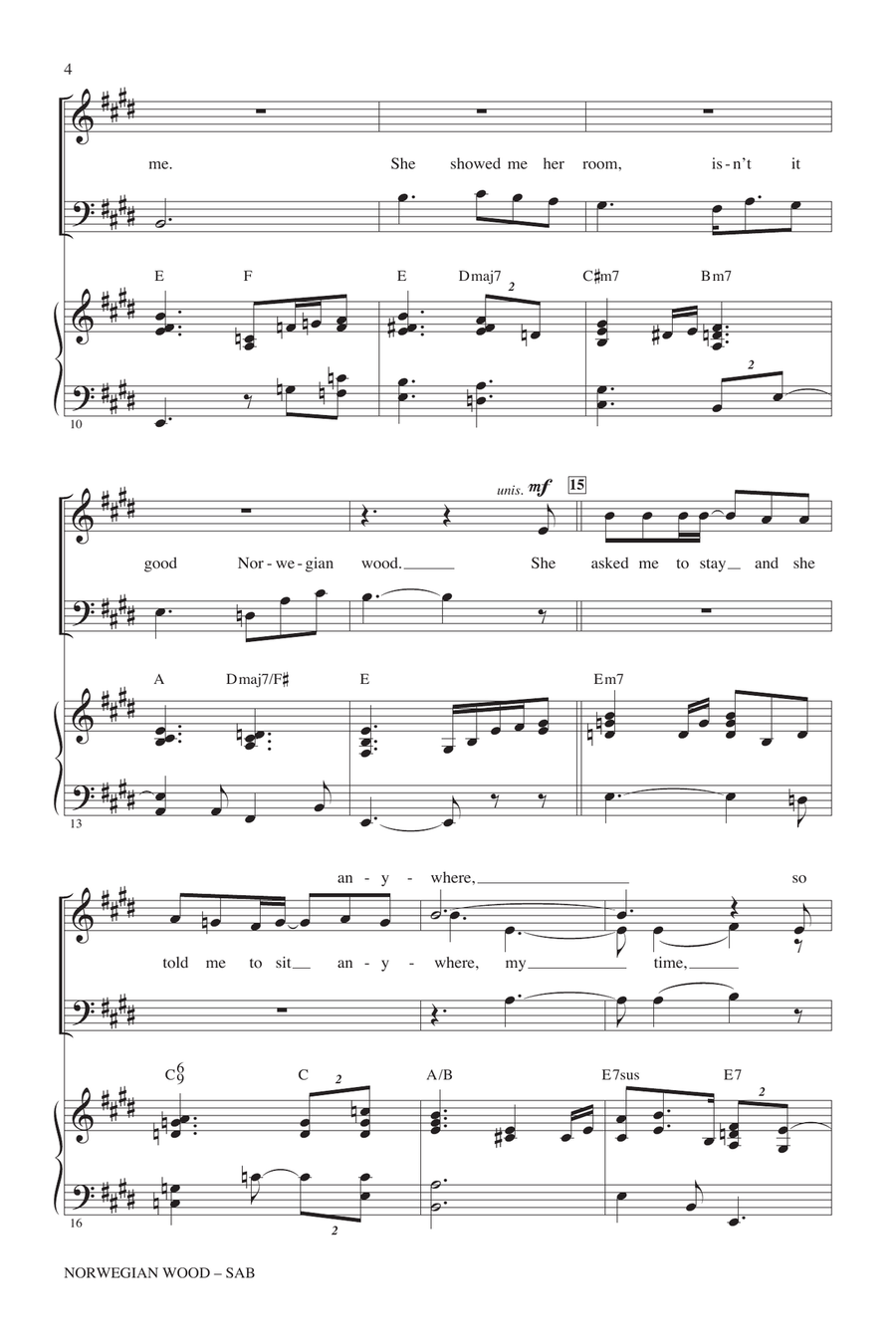 Norwegian Wood (This Bird Has Flown) 3-Part scores gallery preview page 2