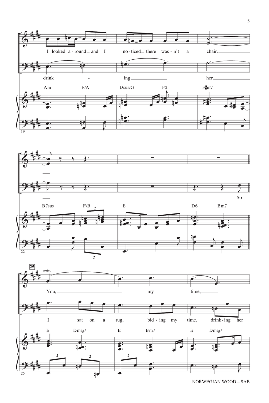 Norwegian Wood (This Bird Has Flown) 3-Part scores gallery preview page 3
