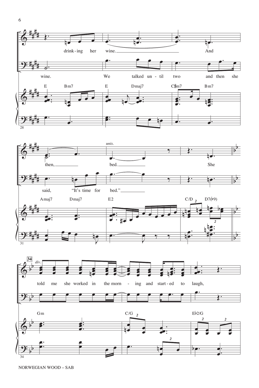 Norwegian Wood (This Bird Has Flown) 3-Part scores gallery preview page 4