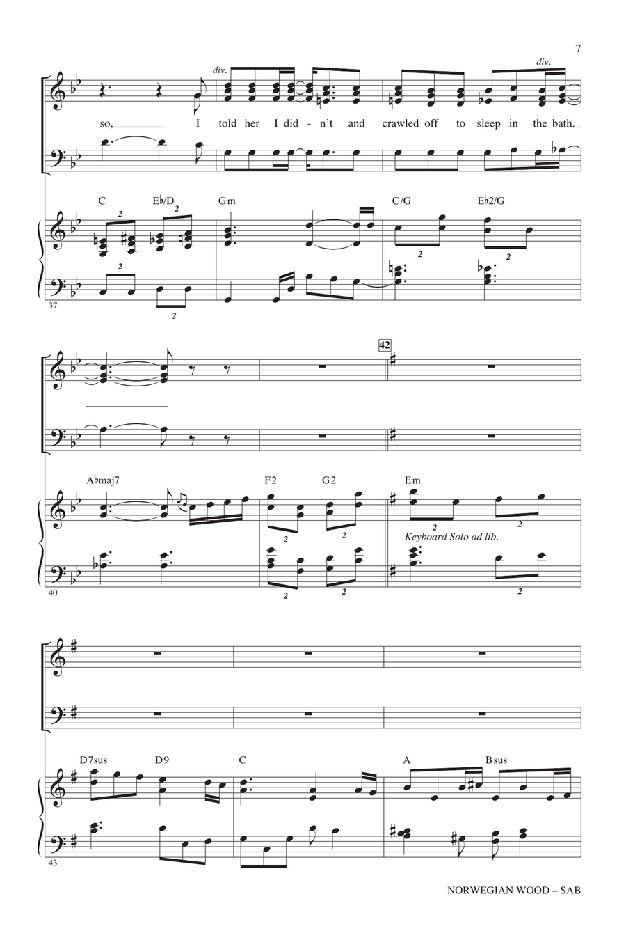 Norwegian Wood (This Bird Has Flown) 3-Part scores gallery preview page 5