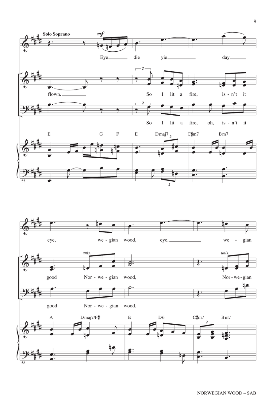 Norwegian Wood (This Bird Has Flown) 3-Part scores gallery preview page 7