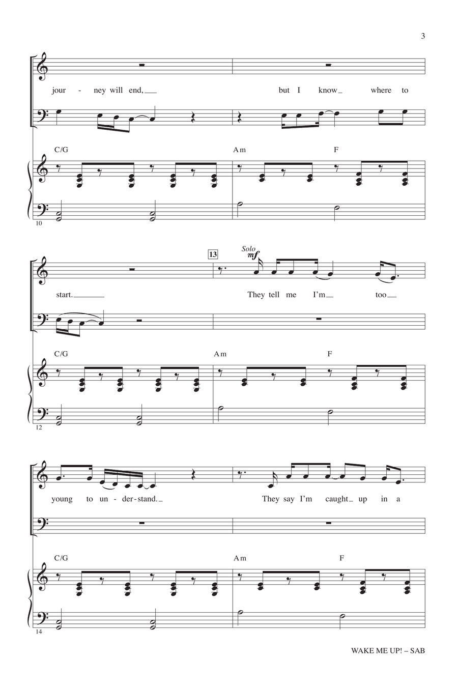 Wake Me Up! Wake Me Up! 3-Part scores gallery preview page 2