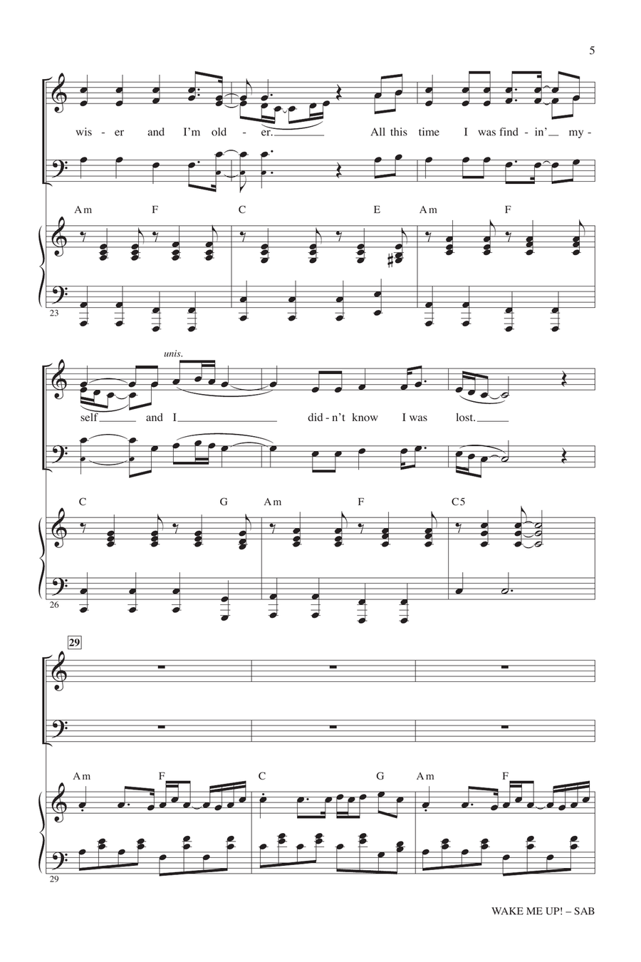 Wake Me Up! Wake Me Up! 3-Part scores gallery preview page 4