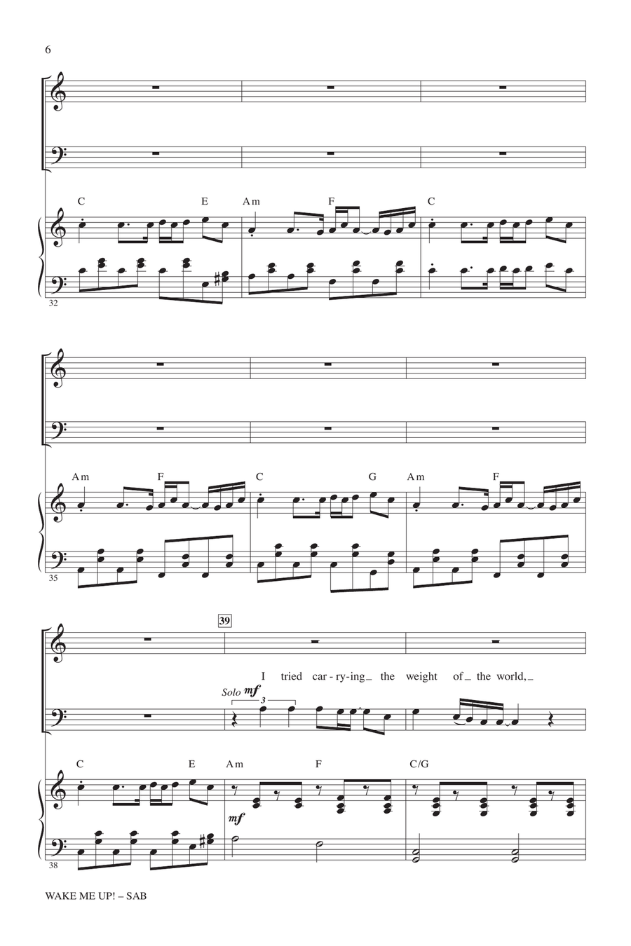Wake Me Up! Wake Me Up! 3-Part scores gallery preview page 5