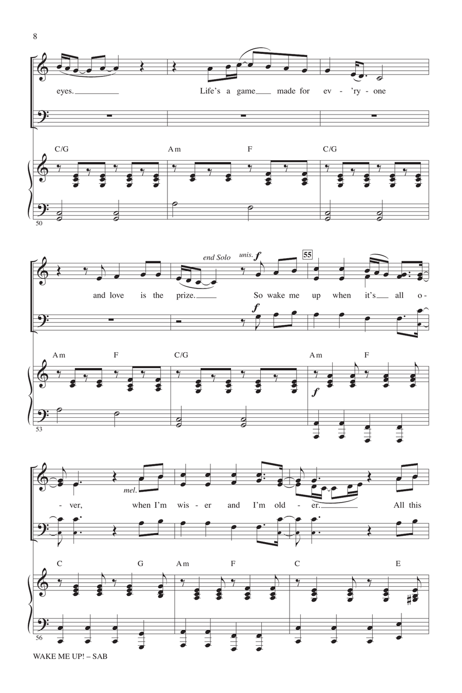 Wake Me Up! Wake Me Up! 3-Part scores gallery preview page 7