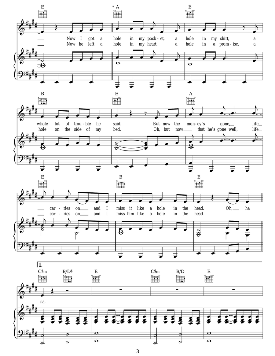 Holes Holes Acoustic Guitar scores gallery preview page 3
