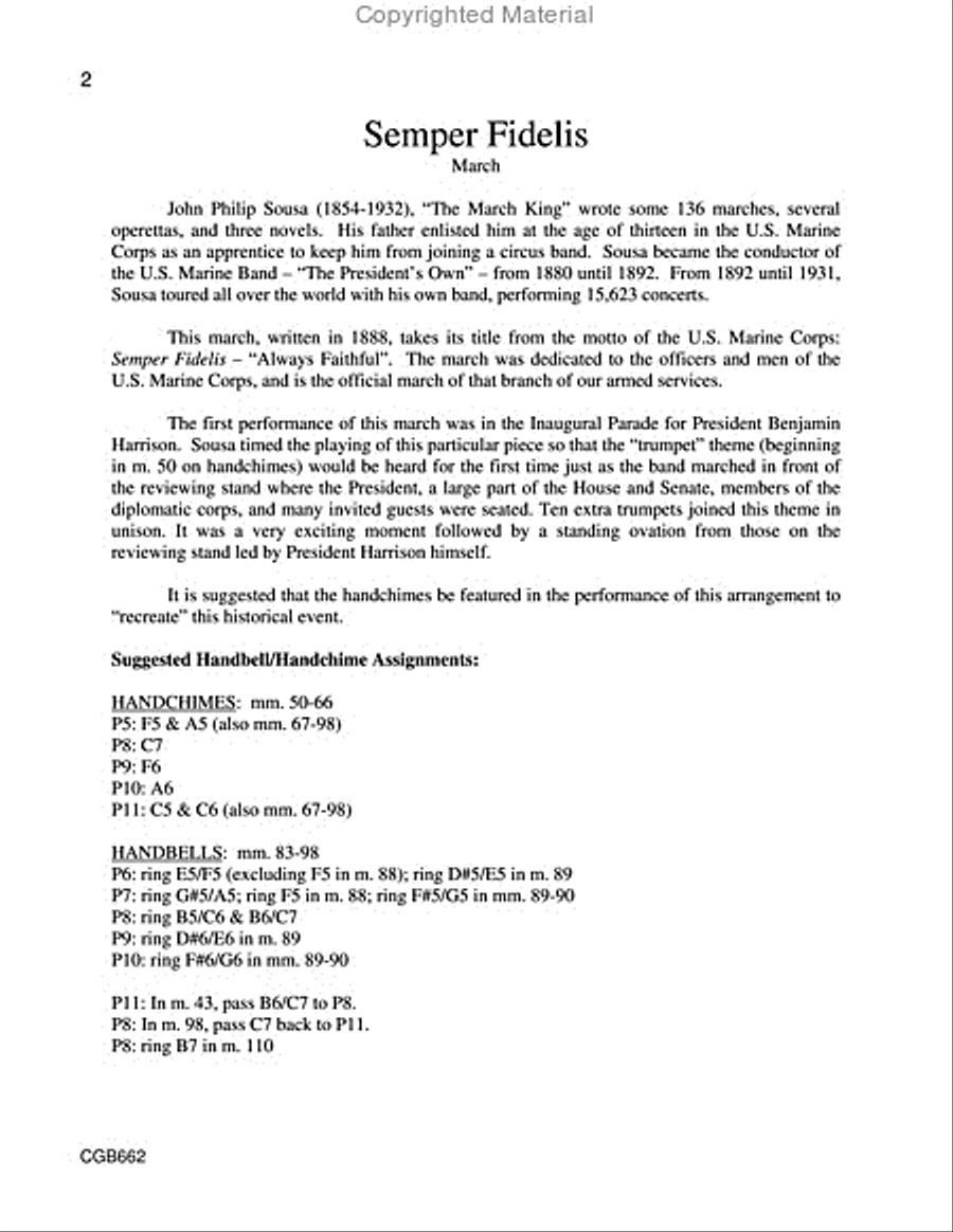 Semper Fidelis (March) - Full Score Handbell Choir scores gallery preview page 2