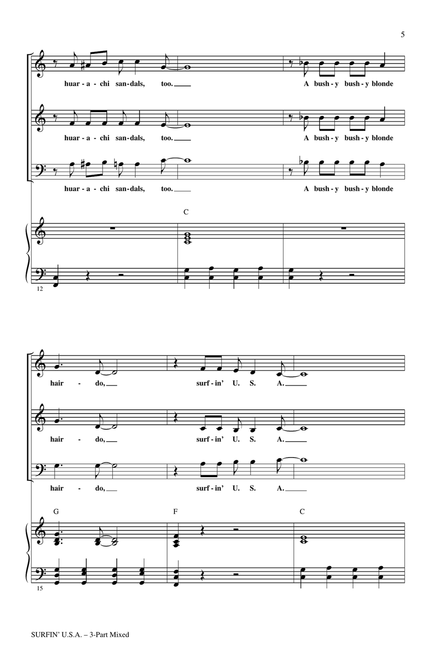 Surfin' U.S.A. (arr. Tom Anderson) 3-Part scores gallery preview page 3