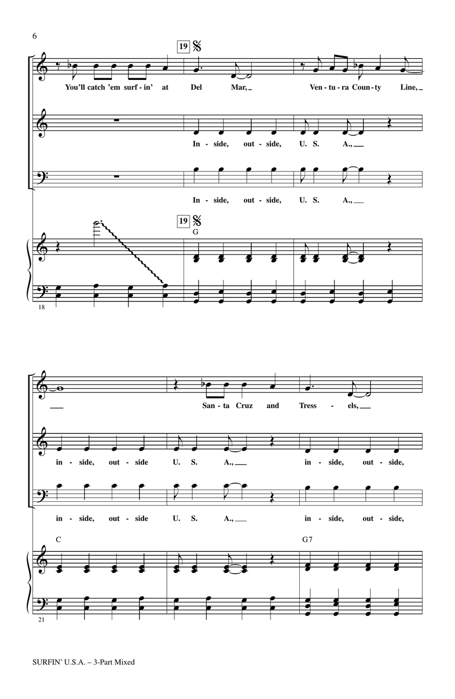 Surfin' U.S.A. (arr. Tom Anderson) 3-Part scores gallery preview page 4