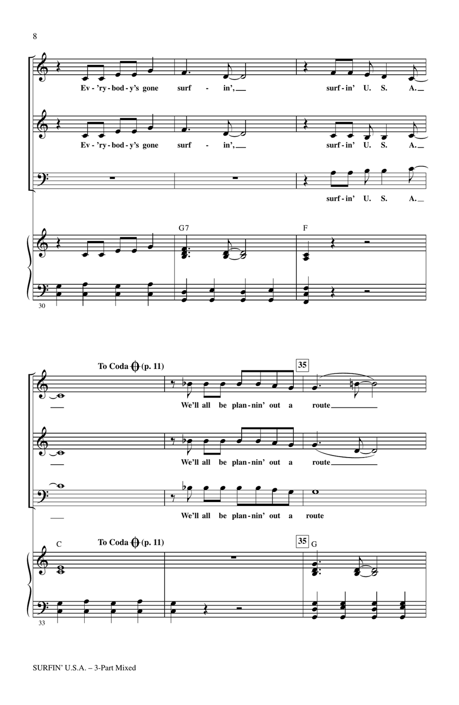 Surfin' U.S.A. (arr. Tom Anderson) 3-Part scores gallery preview page 6