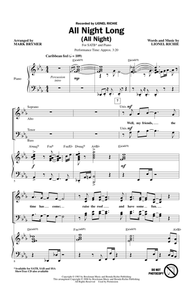 All Night Long (All Night) (arr. Mark Brymer)