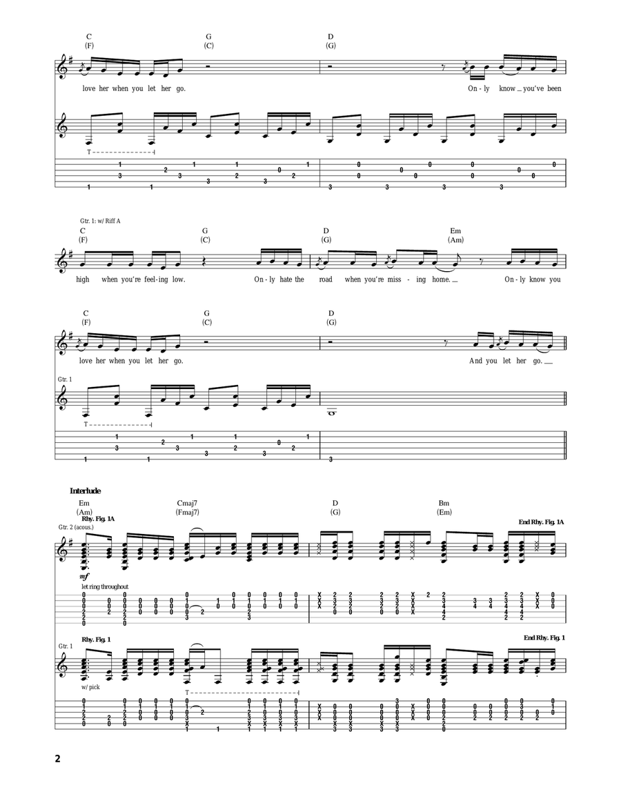 Let Her Go Let Her Go Acoustic Guitar scores gallery preview page 2