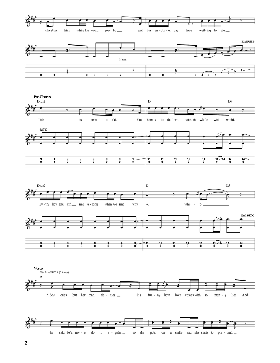 Beautiful Beautiful Acoustic Guitar scores gallery preview page 2