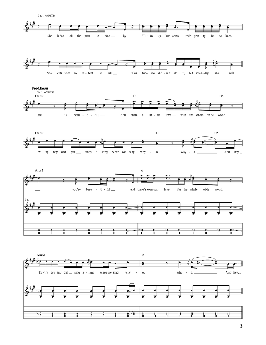 Beautiful Beautiful Acoustic Guitar scores gallery preview page 3