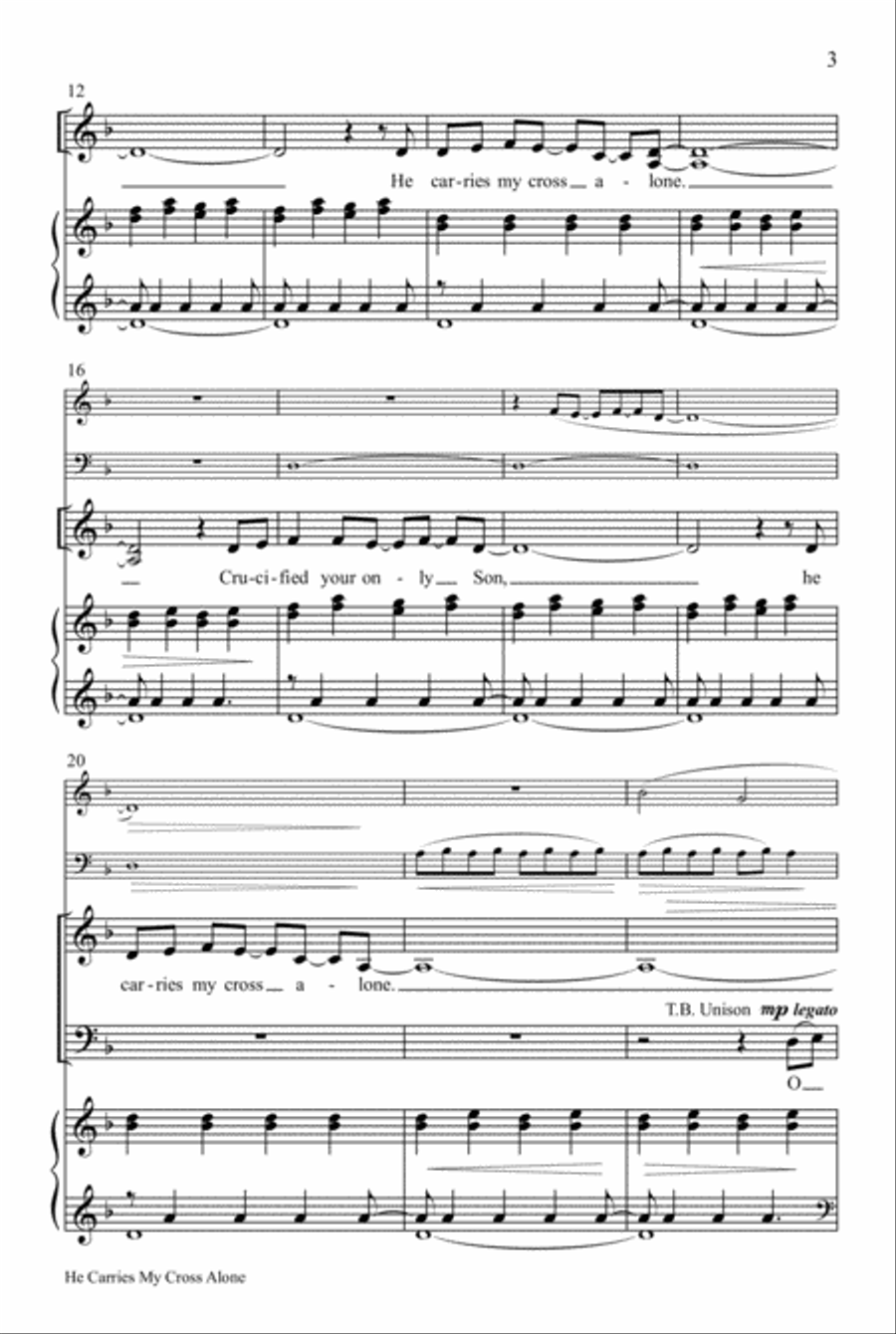 He Carries My Cross Alone He Carries My Cross Alone 4-Part scores gallery preview page 4