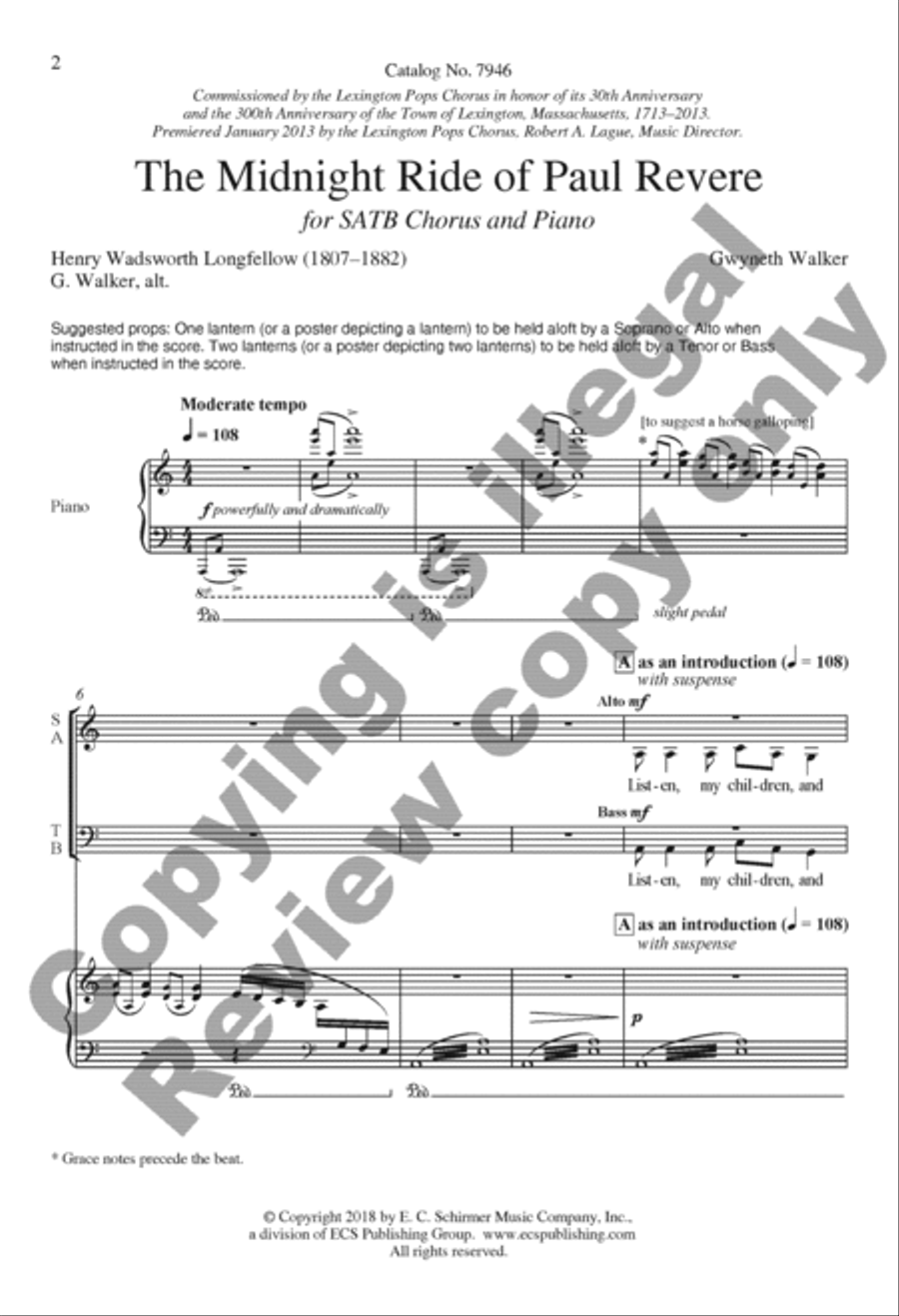 The Midnight Ride of Paul Revere 4-Part scores gallery preview page 2