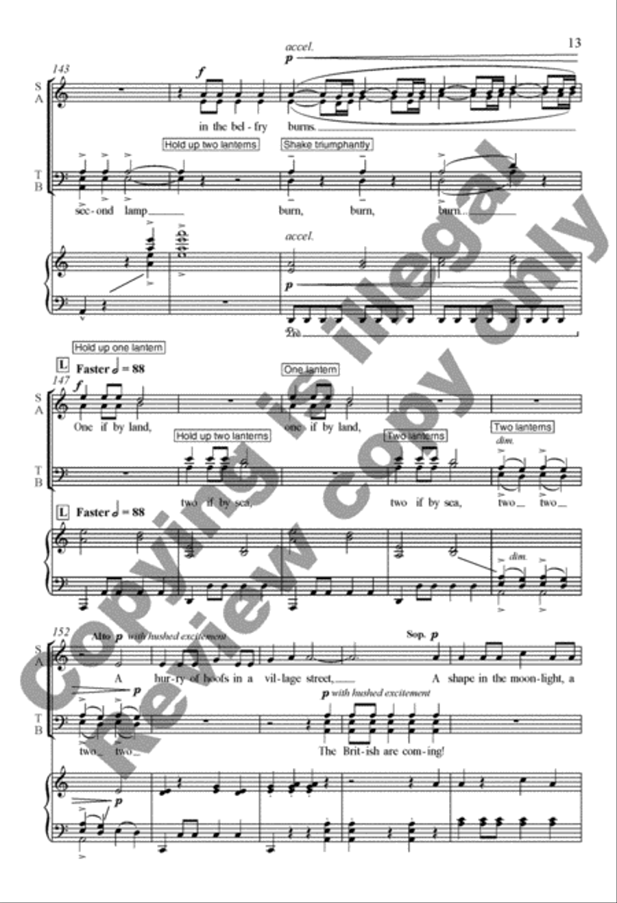 The Midnight Ride of Paul Revere 4-Part scores gallery preview page 13