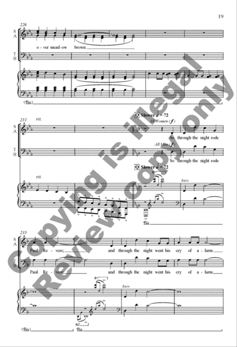The Midnight Ride of Paul Revere 4-Part scores gallery preview page 19