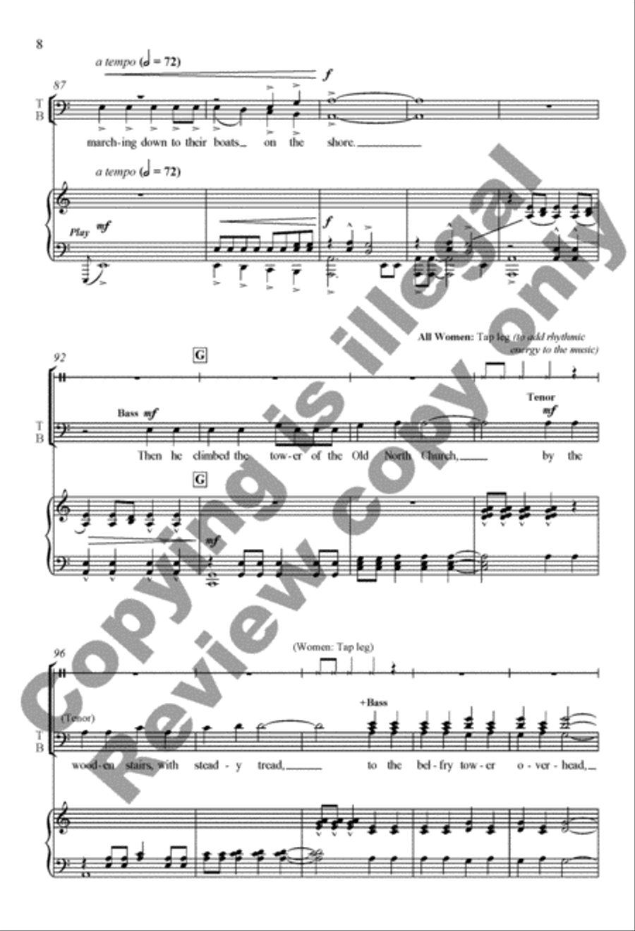 The Midnight Ride of Paul Revere 4-Part scores gallery preview page 8