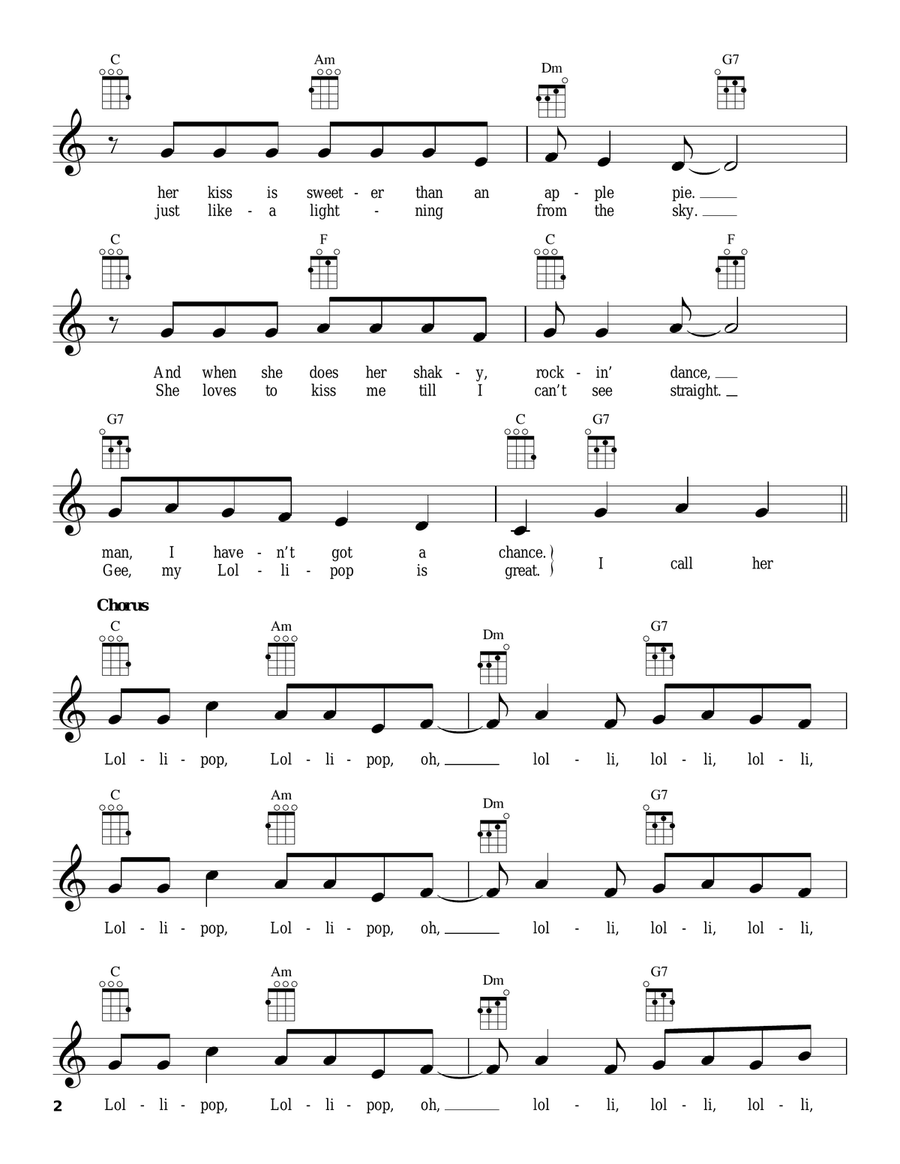 Lollipop Lollipop Ukulele scores gallery preview page 2