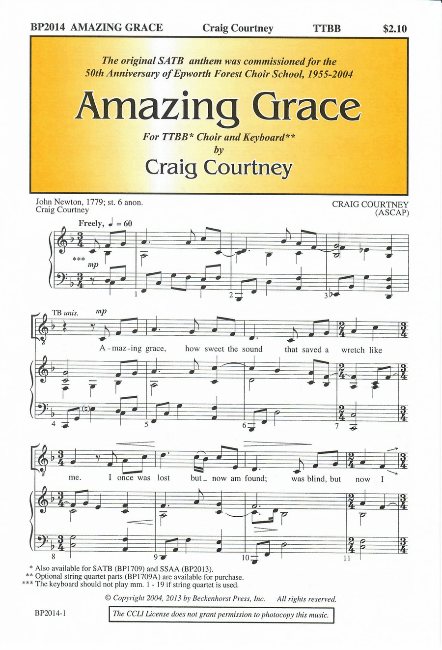 Amazing Grace - Courtney - TTBB TTBB scores gallery preview page 1