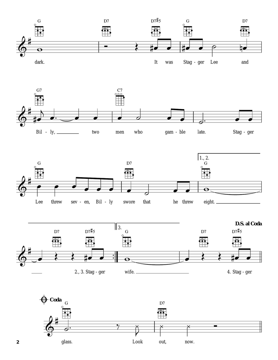 Stagger Lee Stagger Lee Ukulele scores gallery preview page 2