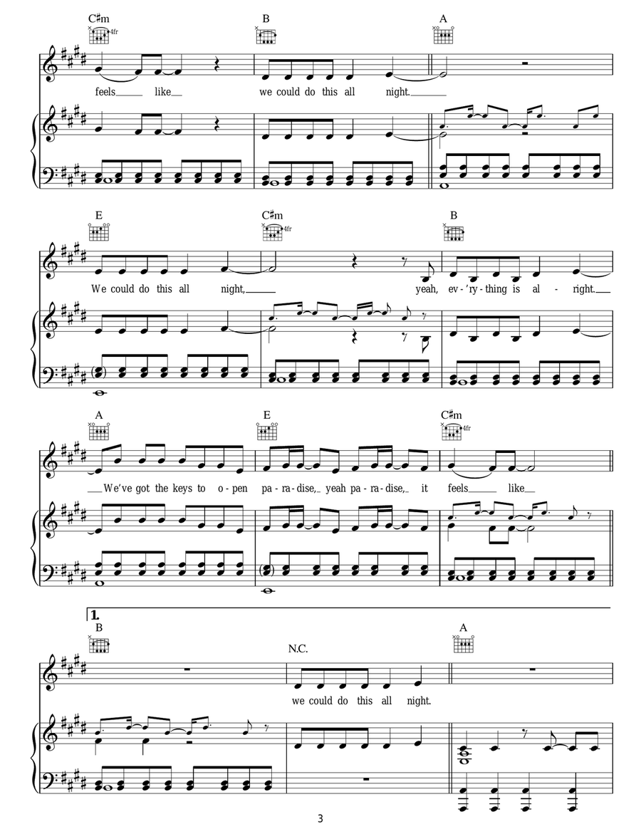 All Night All Night Acoustic Guitar scores gallery preview page 3