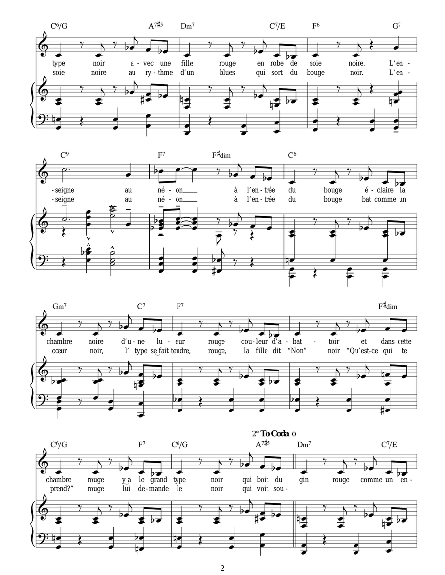 Le Rouge Et Le Noir Le Rouge Et Le Noir Piano, Vocal, Guitar scores gallery preview page 2