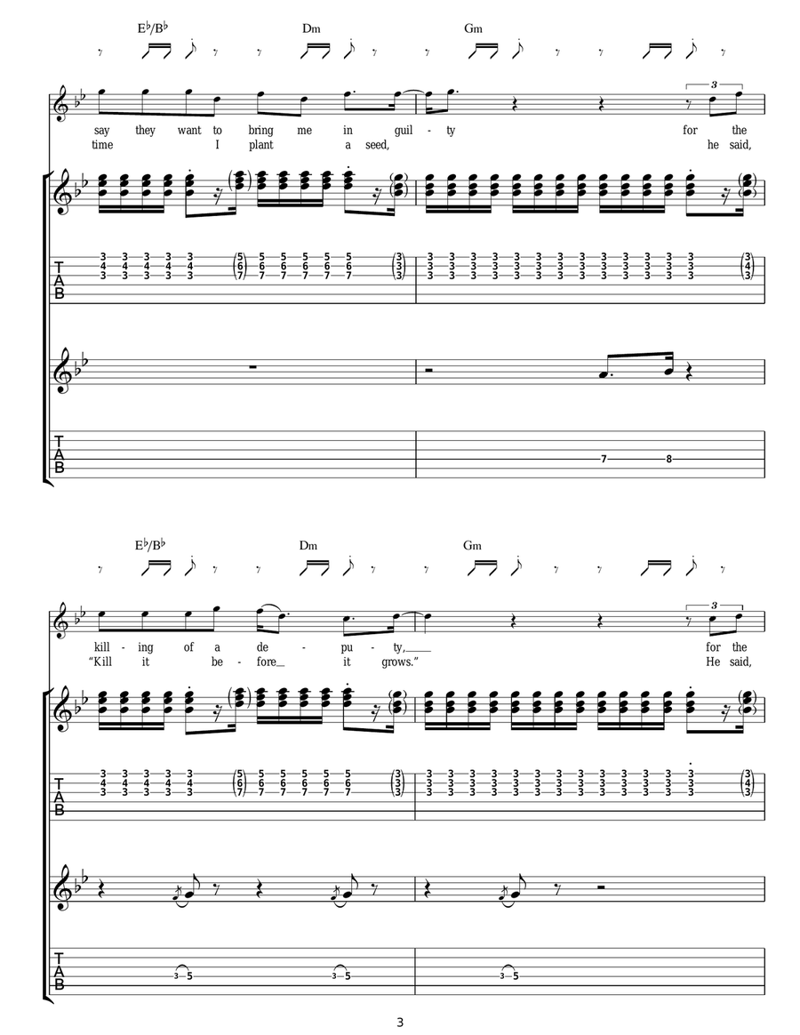 I Shot The Sheriff I Shot The Sheriff Guitar Tablature scores gallery preview page 3