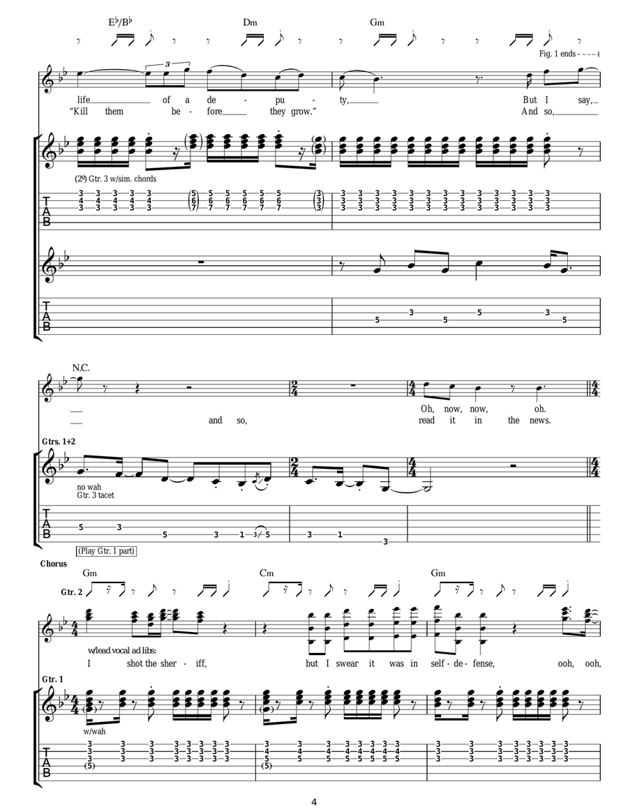 I Shot The Sheriff I Shot The Sheriff Guitar Tablature scores gallery preview page 4